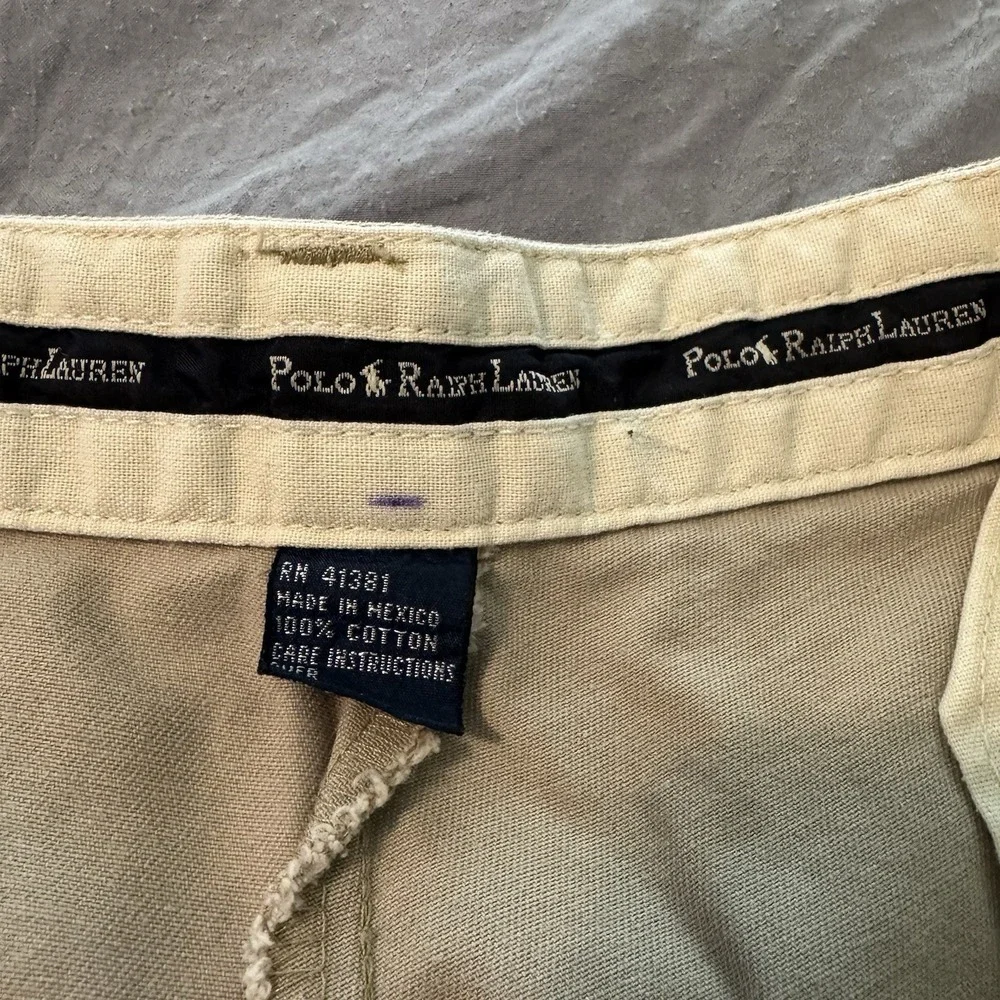 Polo Ralph Lauren 100% Cotton Pleated Chino Shorts Khaki Men's Size 38 - Picture 3 of 6